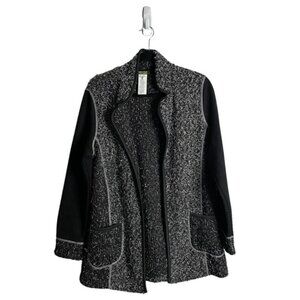 Dolcezza Women's Black/White Long Sleeve Open Front Cardigan